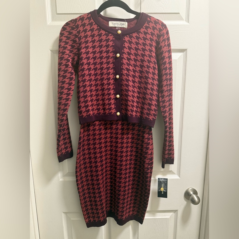 Taylor - Houndstooth Cropped Jacket & Bodycon Dress - NWT - Size XS - Picture 6 of 12